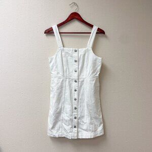 Madewell Denim Square-Neck Sleeveless Mini Dress in Tile White